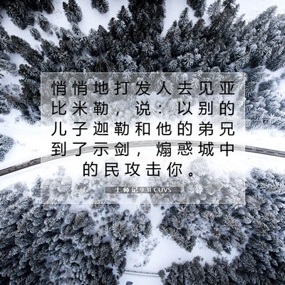 Picture 07 - 士 师 记 9:31 CUVS - 悄 悄 地 打 发 人 去 见 亚 比 米 勒 - Bible Verse Picture