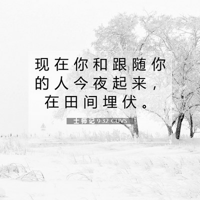 Picture 07 - 士 师 记 9:32 CUVS - 现 在 你 和 跟 随 你 的 人 今 夜 起 - Bible Verse Picture