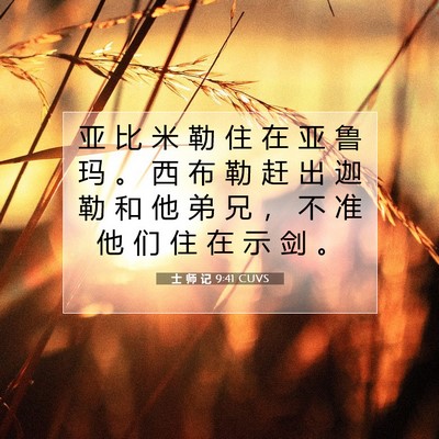 Picture 07 - 士 师 记 9:41 CUVS - 亚 比 米 勒 住 在 亚 鲁 玛 。 西 布 - Bible Verse Picture