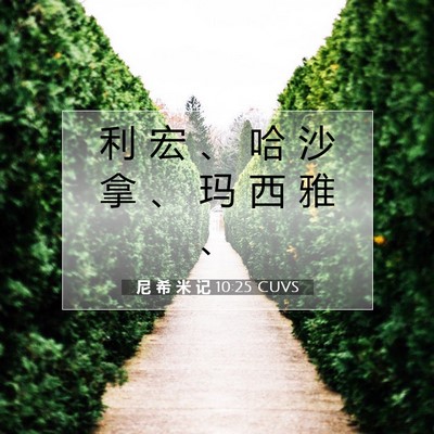 Picture 07 - 尼 希 米 记 10:25 CUVS - 利 宏 、 哈 沙 拿 、 玛 西 雅 - Bible Verse Picture