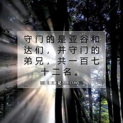 Picture 07 - 尼 希 米 记 11:19 CUVS - 守 门 的 是 亚 谷 和 达 们 ， 并 守 - Bible Verse Picture