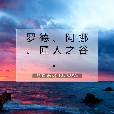 Picture 07 - 尼 希 米 记 11:35 CUVS - 罗 德 、 阿 挪 、 匠 人 之 谷 - Bible Verse Picture