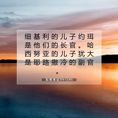 Picture 07 - 尼 希 米 记 11:9 CUVS - 细 基 利 的 儿 子 约 珥 是 他 们 的 - Bible Verse Picture