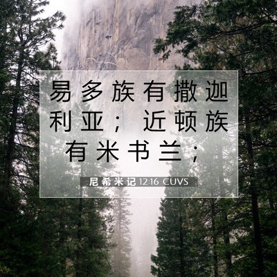 Picture 07 - 尼 希 米 记 12:16 CUVS - 易 多 族 有 撒 迦 利 亚 ； 近 顿 族 - Bible Verse Picture