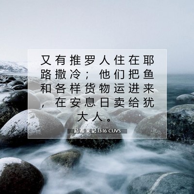 Picture 07 - 尼 希 米 记 13:16 CUVS - 又 有 推 罗 人 住 在 耶 路 撒 冷 ； - Bible Verse Picture