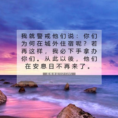 Picture 07 - 尼 希 米 记 13:21 CUVS - 我 就 警 戒 他 们 说 ： 你 们 为 何 - Bible Verse Picture
