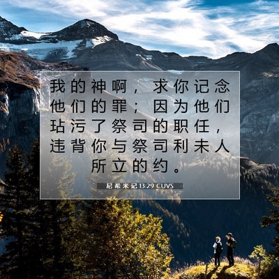 Picture 07 - 尼 希 米 记 13:29 CUVS - 我 的 神 啊 ， 求 你 记 念 他 们 的 - Bible Verse Picture