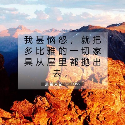 Picture 07 - 尼 希 米 记 13:8 CUVS - 我 甚 恼 怒 ， 就 把 多 比 雅 的 一 - Bible Verse Picture