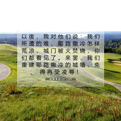 Picture 07 - 尼 希 米 记 2:17 CUVS - 以 後 ， 我 对 他 们 说 ： 我 们 所 - Bible Verse Picture