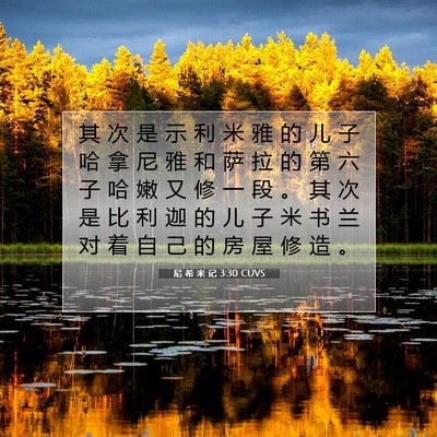 Picture 07 - 尼 希 米 记 3:30 CUVS - 其 次 是 示 利 米 雅 的 儿 子 哈 拿 - Bible Verse Picture