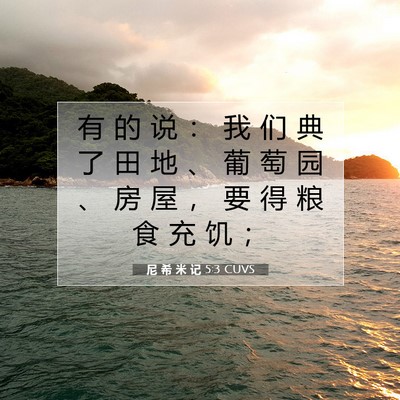 Picture 07 - 尼 希 米 记 5:3 CUVS - 有 的 说 ： 我 们 典 了 田 地 、 葡 - Bible Verse Picture