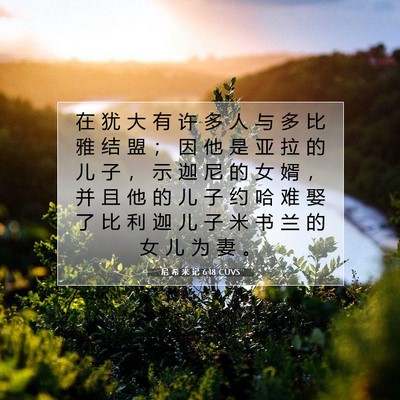 Picture 07 - 尼 希 米 记 6:18 CUVS - 在 犹 大 有 许 多 人 与 多 比 雅 结 - Bible Verse Picture