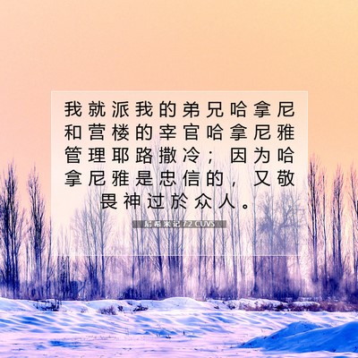 Picture 07 - 尼 希 米 记 7:2 CUVS - 我 就 派 我 的 弟 兄 哈 拿 尼 和 营 - Bible Verse Picture