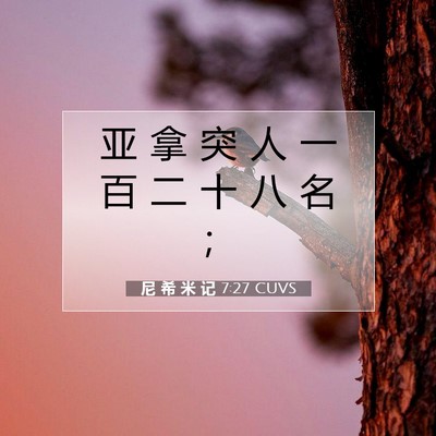 Picture 07 - 尼 希 米 记 7:27 CUVS - 亚 拿 突 人 一 百 二 十 八 名 - Bible Verse Picture