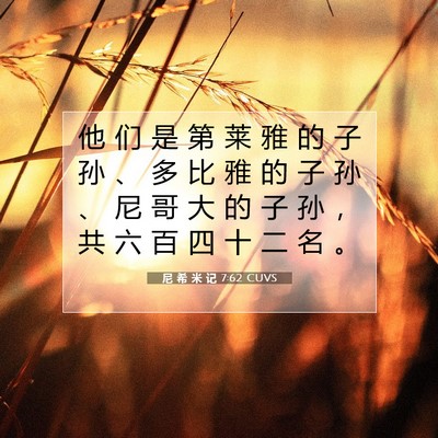 Picture 07 - 尼 希 米 记 7:62 CUVS - 他 们 是 第 莱 雅 的 子 孙 、 多 比 - Bible Verse Picture