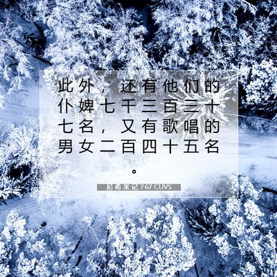 Picture 07 - 尼 希 米 记 7:67 CUVS - 此 外 ， 还 有 他 们 的 仆 婢 七 千 - Bible Verse Picture
