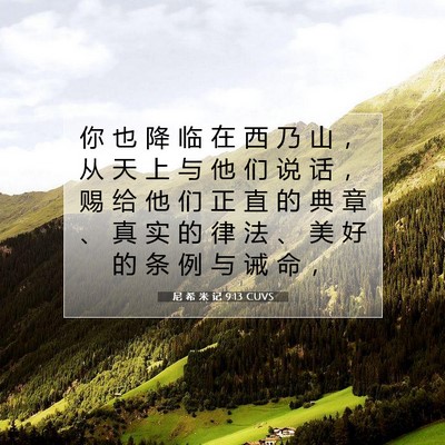 Picture 07 - 尼 希 米 记 9:13 CUVS - 你 也 降 临 在 西 乃 山 ， 从 天 上 - Bible Verse Picture