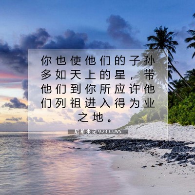 Picture 07 - 尼 希 米 记 9:23 CUVS - 你 也 使 他 们 的 子 孙 多 如 天 上 - Bible Verse Picture