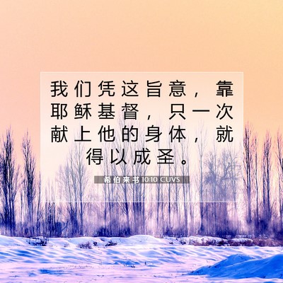 Picture 07 - 希 伯 来 书 10:10 CUVS - 我 们 凭 这 旨 意 ， 靠 耶 稣 基 督 - Bible Verse Picture