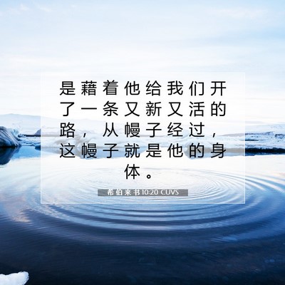 Picture 07 - 希 伯 来 书 10:20 CUVS - 是 藉 着 他 给 我 们 开 了 一 条 又 - Bible Verse Picture