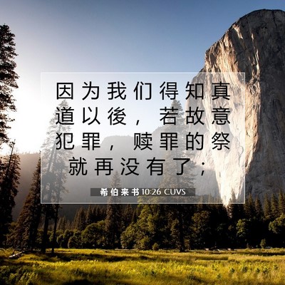Picture 07 - 希 伯 来 书 10:26 CUVS - 因 为 我 们 得 知 真 道 以 後 ， 若 - Bible Verse Picture