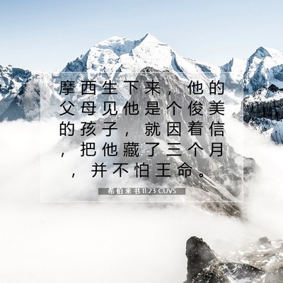 Picture 07 - 希 伯 来 书 11:23 CUVS - 摩 西 生 下 来 ， 他 的 父 母 见 他 - Bible Verse Picture