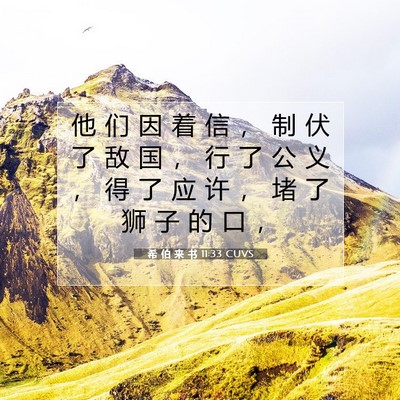 Picture 07 - 希 伯 来 书 11:33 CUVS - 他 们 因 着 信 ， 制 伏 了 敌 国 ， - Bible Verse Picture