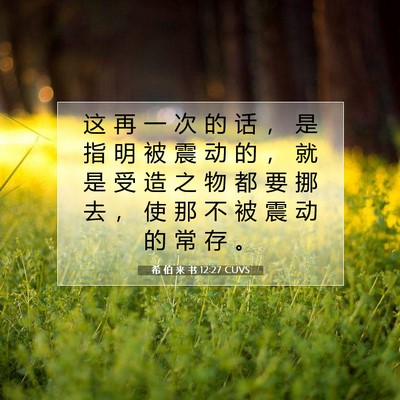 Picture 07 - 希 伯 来 书 12:27 CUVS - 这 再 一 次 的 话 ， 是 指 明 被 震 - Bible Verse Picture