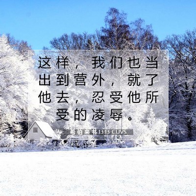 Picture 07 - 希 伯 来 书 13:13 CUVS - 这 样 ， 我 们 也 当 出 到 营 外 ， - Bible Verse Picture