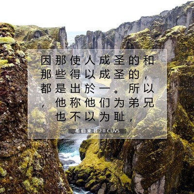 Picture 07 - 希 伯 来 书 2:11 CUVS - 因 那 使 人 成 圣 的 和 那 些 得 以 - Bible Verse Picture
