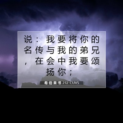 Picture 07 - 希 伯 来 书 2:12 CUVS - 说 ： 我 要 将 你 的 名 传 与 我 的 - Bible Verse Picture