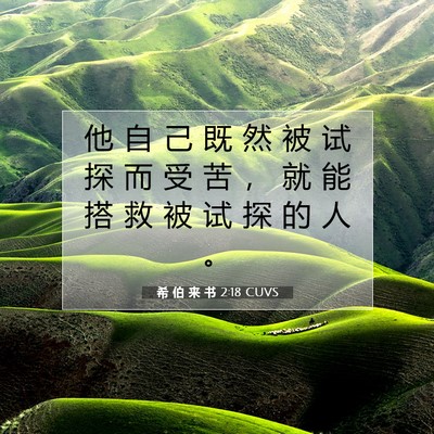 Picture 07 - 希 伯 来 书 2:18 CUVS - 他 自 己 既 然 被 试 探 而 受 苦 ， - Bible Verse Picture