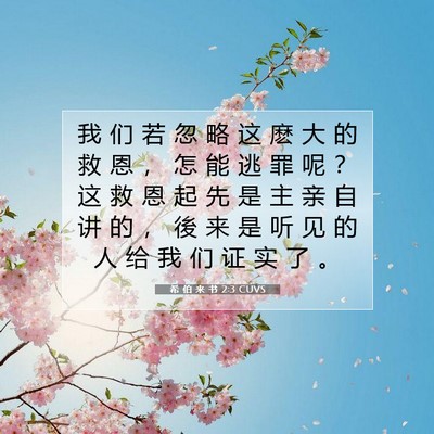 Picture 07 - 希 伯 来 书 2:3 CUVS - 我 们 若 忽 略 这 麽 大 的 救 恩 ， - Bible Verse Picture