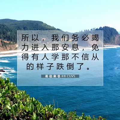 Picture 07 - 希 伯 来 书 4:11 CUVS - 所 以 ， 我 们 务 必 竭 力 进 入 那 - Bible Verse Picture