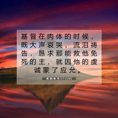 Picture 07 - 希 伯 来 书 5:7 CUVS - 基 督 在 肉 体 的 时 候 ， 既 大 声 - Bible Verse Picture