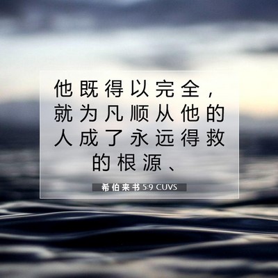 Picture 07 - 希 伯 来 书 5:9 CUVS - 他 既 得 以 完 全 ， 就 为 凡 顺 从 - Bible Verse Picture