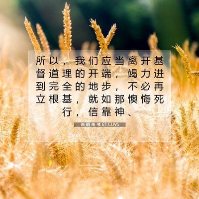 Picture 07 - 希 伯 来 书 6:1 CUVS - 所 以 ， 我 们 应 当 离 开 基 督 道 - Bible Verse Picture