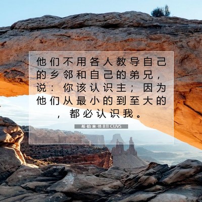 Picture 07 - 希 伯 来 书 8:11 CUVS - 他 们 不 用 各 人 教 导 自 己 的 乡 - Bible Verse Picture