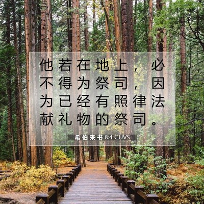 Picture 07 - 希 伯 来 书 8:4 CUVS - 他 若 在 地 上 ， 必 不 得 为 祭 司 - Bible Verse Picture