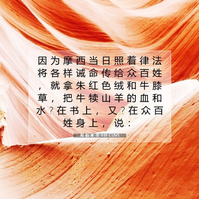 Picture 07 - 希 伯 来 书 9:19 CUVS - 因 为 摩 西 当 日 照 着 律 法 将 各 - Bible Verse Picture