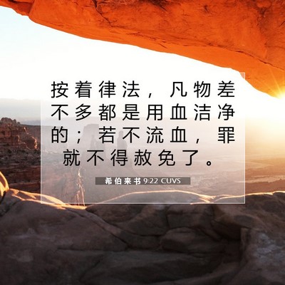 Picture 07 - 希 伯 来 书 9:22 CUVS - 按 着 律 法 ， 凡 物 差 不 多 都 是 - Bible Verse Picture