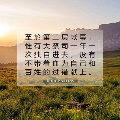 Picture 07 - 希 伯 来 书 9:7 CUVS - 至 於 第 二 层 帐 幕 ， 惟 有 大 祭 - Bible Verse Picture