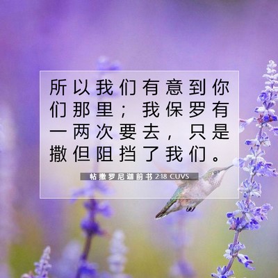 Picture 07 - 帖 撒 罗 尼 迦 前 书 2:18 CUVS - 所 以 我 们 有 意 到 你 们 那 里 ； - Bible Verse Picture