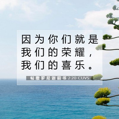 Picture 07 - 帖 撒 罗 尼 迦 前 书 2:20 CUVS - 因 为 你 们 就 是 我 们 的 荣 耀 ， - Bible Verse Picture