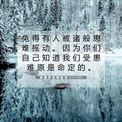 Picture 07 - 帖 撒 罗 尼 迦 前 书 3:3 CUVS - 免 得 有 人 被 诸 般 患 难 摇 动 。 - Bible Verse Picture