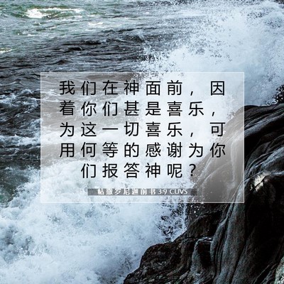 Picture 07 - 帖 撒 罗 尼 迦 前 书 3:9 CUVS - 我 们 在 神 面 前 ， 因 着 你 们 甚 - Bible Verse Picture