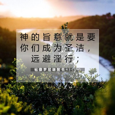 Picture 07 - 帖 撒 罗 尼 迦 前 书 4:3 CUVS - 神 的 旨 意 就 是 要 你 们 成 为 圣 - Bible Verse Picture