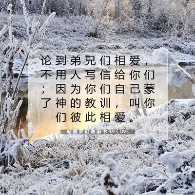 Picture 07 - 帖 撒 罗 尼 迦 前 书 4:9 CUVS - 论 到 弟 兄 们 相 爱 ， 不 用 人 写 - Bible Verse Picture