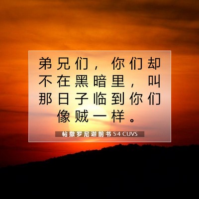 Picture 07 - 帖 撒 罗 尼 迦 前 书 5:4 CUVS - 弟 兄 们 ， 你 们 却 不 在 黑 暗 里 - Bible Verse Picture