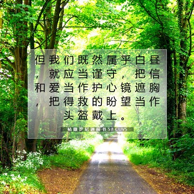 Picture 07 - 帖 撒 罗 尼 迦 前 书 5:8 CUVS - 但 我 们 既 然 属 乎 白 昼 ， 就 应 - Bible Verse Picture